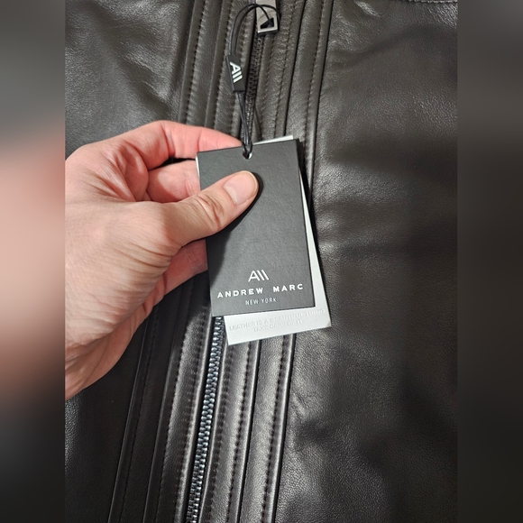 Andrew Marc brand new leather jacket in black - Picture 2 of 8